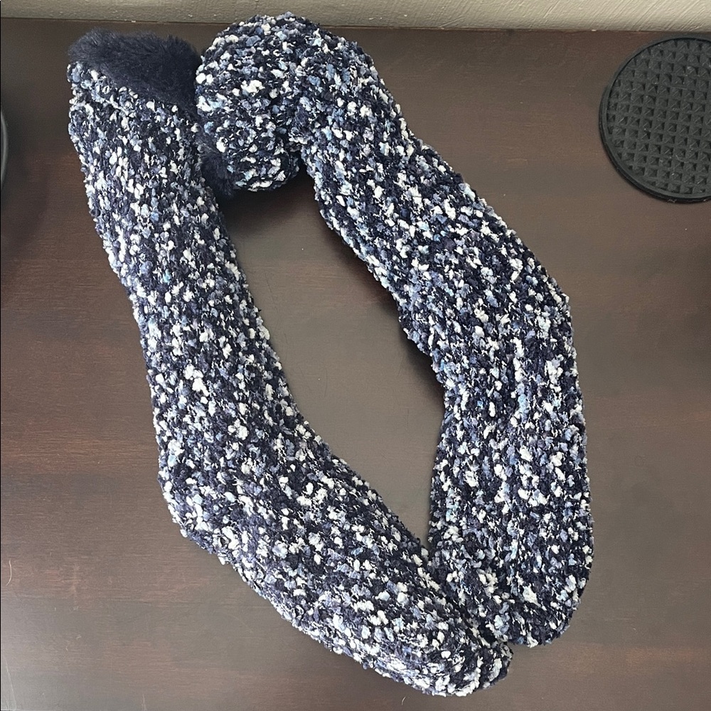 Navy and White Fuzzy Socks